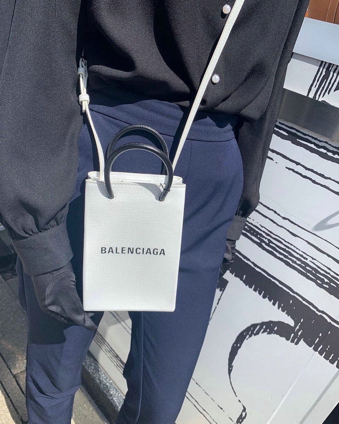 Balenciaga Shopping Phone Holder White 593826