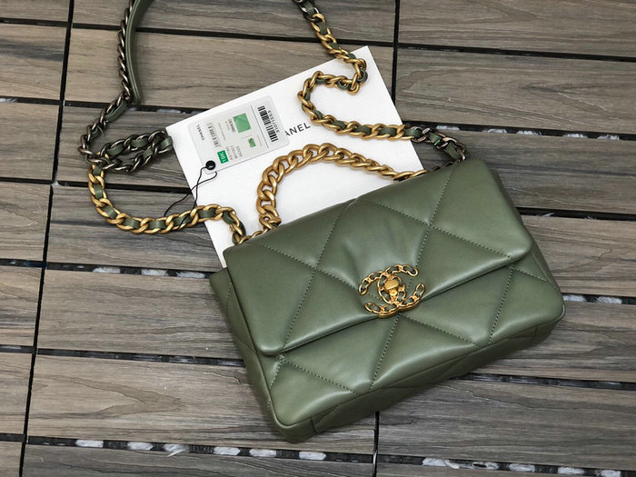 Chanel 19 Lambskin Flap Bag Green AS1160