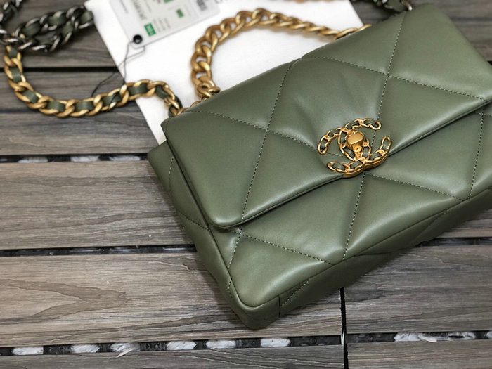 Chanel 19 Lambskin Flap Bag Green AS1160