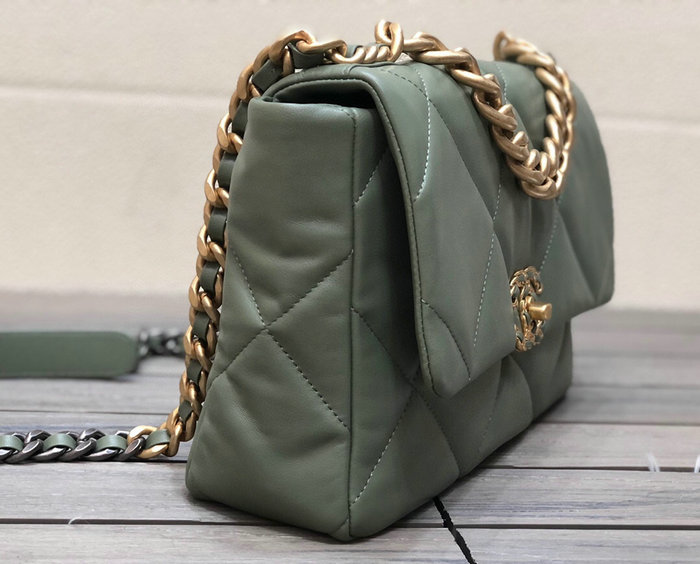 Chanel 19 Lambskin Large Flap Bag Green AS1161