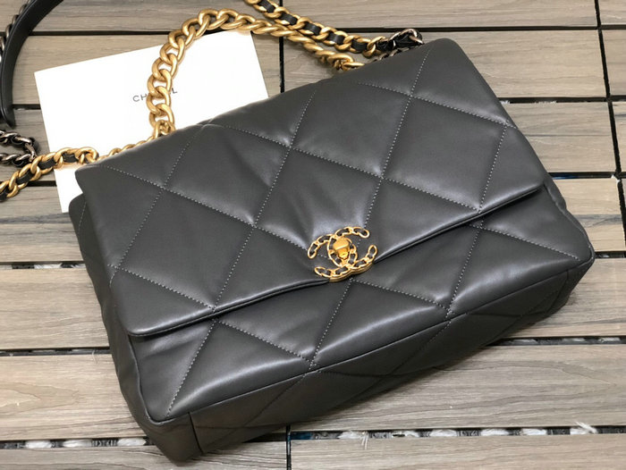 Chanel 19 Lambskin Maxi Flap Bag Grey AS1162