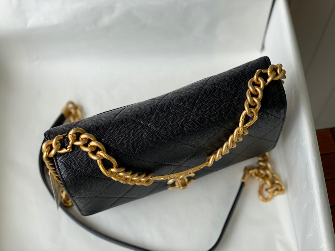 Chanel Grained Calfskin Flap Bag Black AS2764