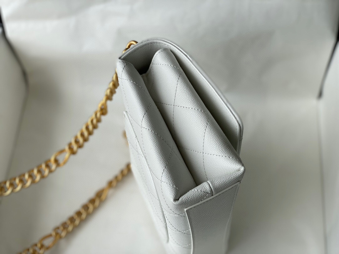 Chanel Grained Calfskin Flap Bag White AS2764