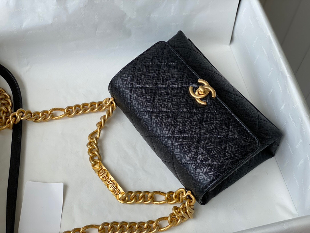 Chanel Grained Calfskin Mini Flap Bag Black AS2711