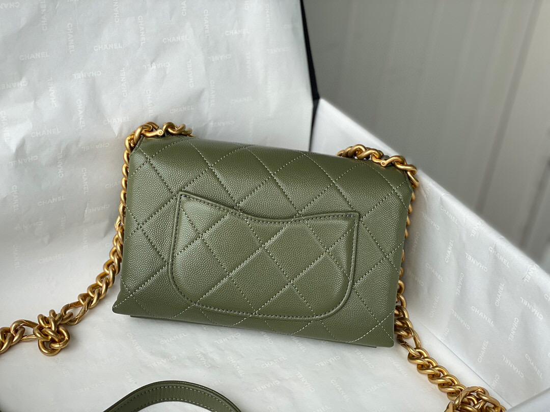 Chanel Grained Calfskin Mini Flap Bag Green AS2711