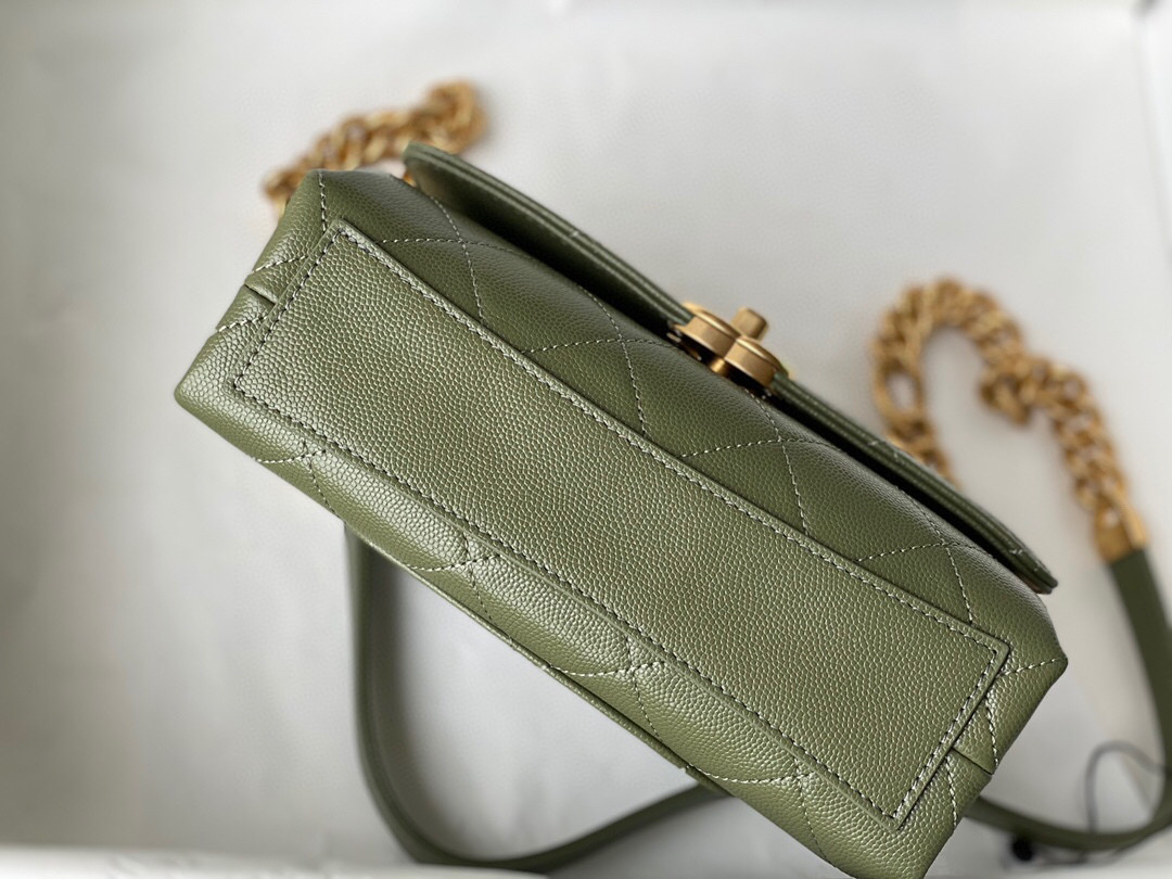 Chanel Grained Calfskin Mini Flap Bag Green AS2711