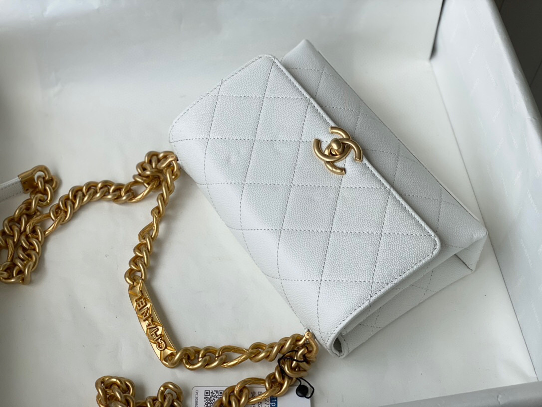 Chanel Grained Calfskin Mini Flap Bag White AS2711