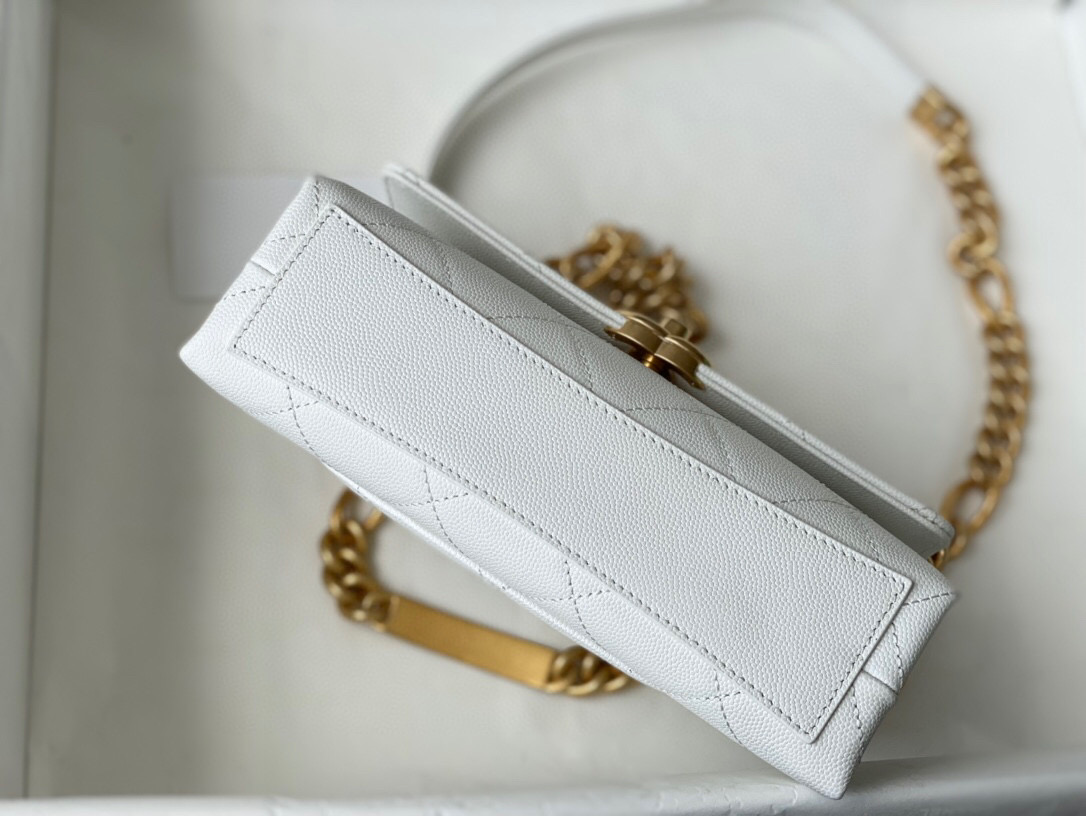 Chanel Grained Calfskin Mini Flap Bag White AS2711