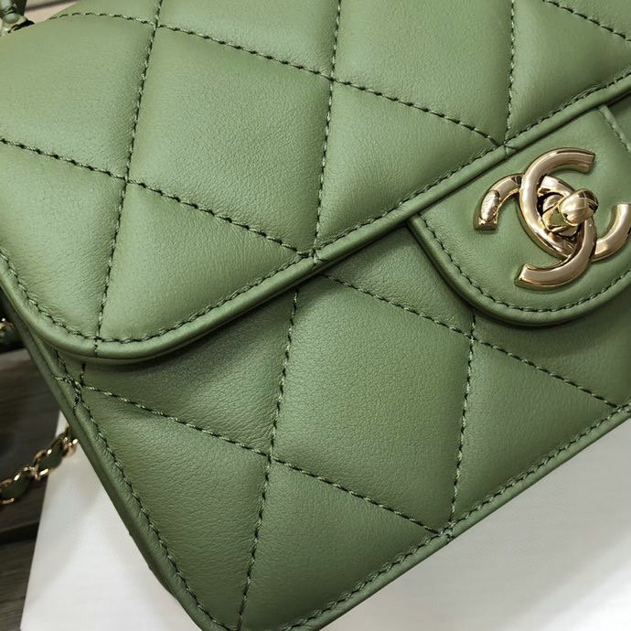 Chanel Small Flap Bag with Top Handle Green AS2680