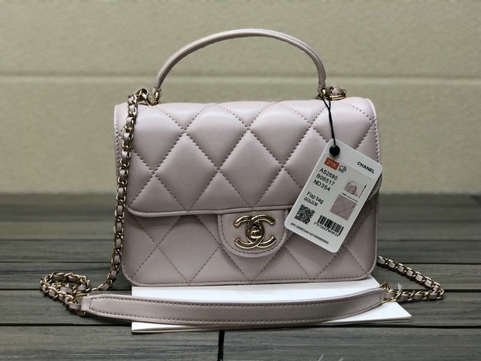 Chanel Small Flap Bag with Top Handle Pink AS2680