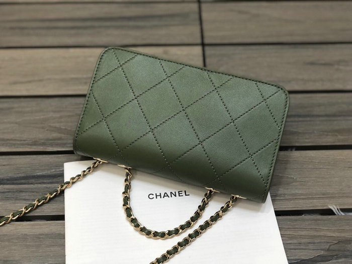 Chanel Small Lambskin Flap Bag Green AS2742