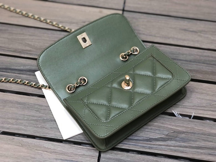 Chanel Small Lambskin Flap Bag Green AS2742