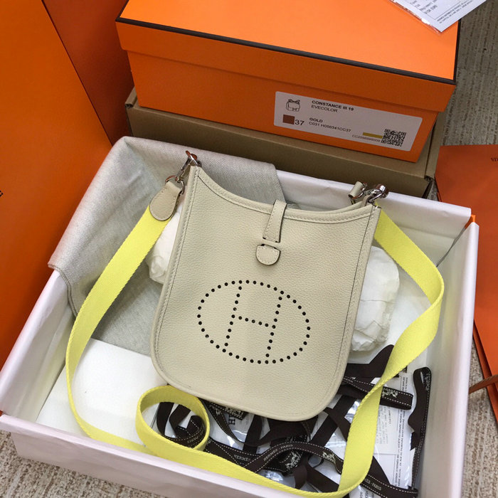 Hermes Togo Leather Mini Evelyne Bag Cream H05634