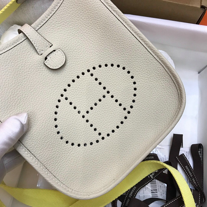 Hermes Togo Leather Mini Evelyne Bag Cream H05634