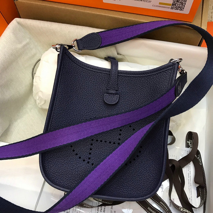 Hermes Togo Leather Mini Evelyne Bag Dark Blue H05634