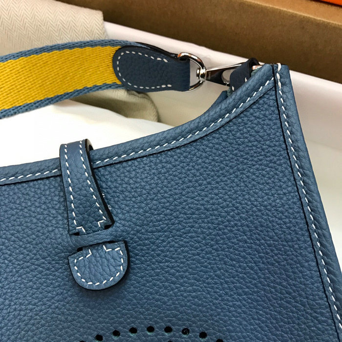 Hermes Togo Leather Mini Evelyne Bag Demin Blue H05634