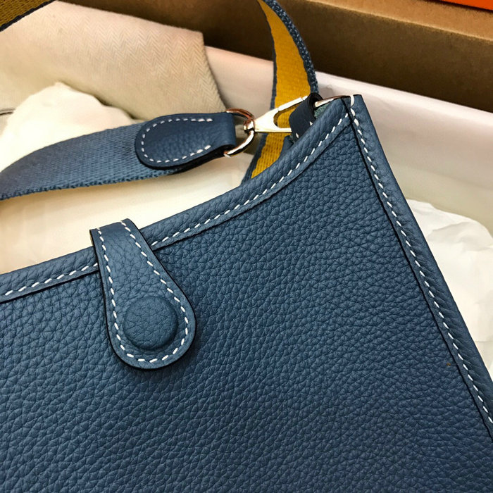 Hermes Togo Leather Mini Evelyne Bag Demin Blue H05634