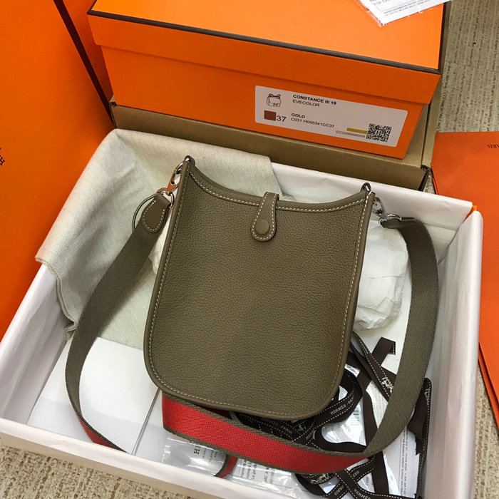 Hermes Togo Leather Mini Evelyne Bag Grey H05634