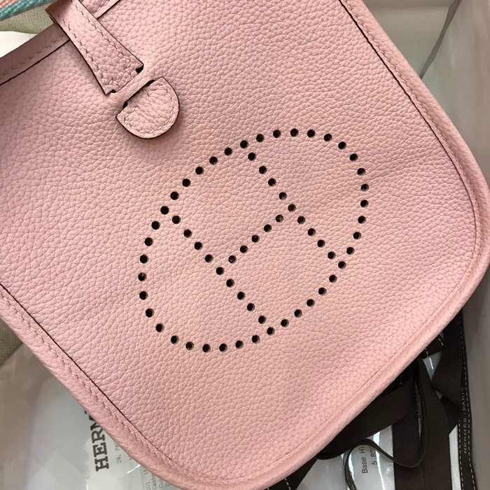 Hermes Togo Leather Mini Evelyne Bag Pink H05634