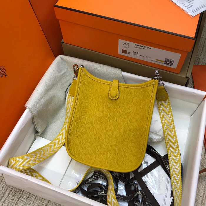 Hermes Togo Leather Mini Evelyne Bag Yellow H05634