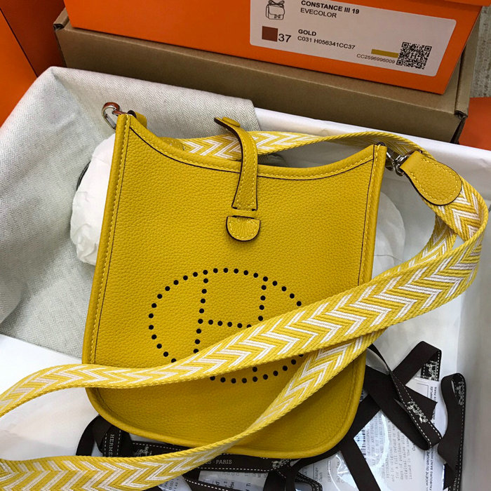 Hermes Togo Leather Mini Evelyne Bag Yellow H05634