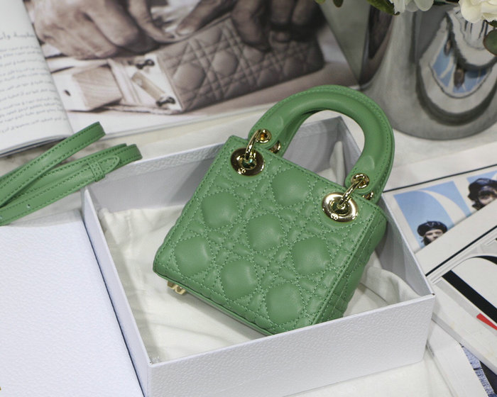 Lady Dior Lambskin Mini Bag Green DM6007