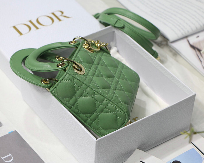 Lady Dior Lambskin Mini Bag Green DM6007