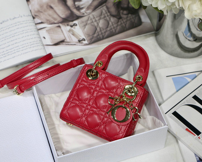 Lady Dior Lambskin Mini Bag Red DM6007