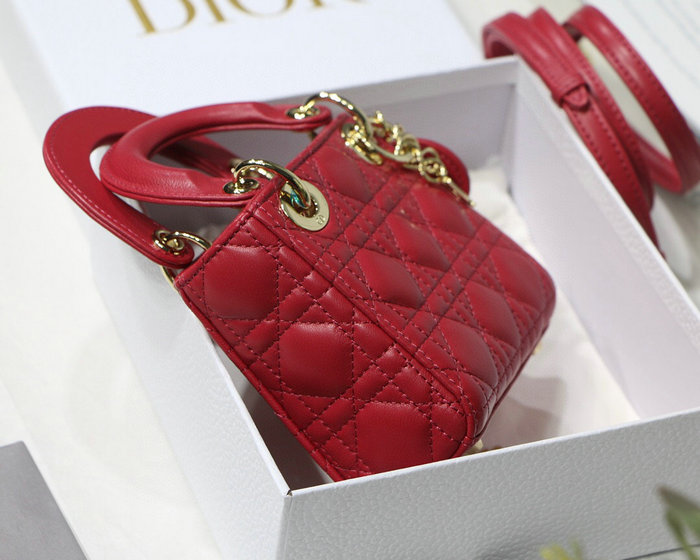 Lady Dior Lambskin Mini Bag Red DM6007