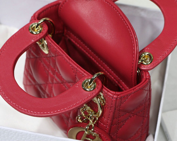 Lady Dior Lambskin Mini Bag Red DM6007