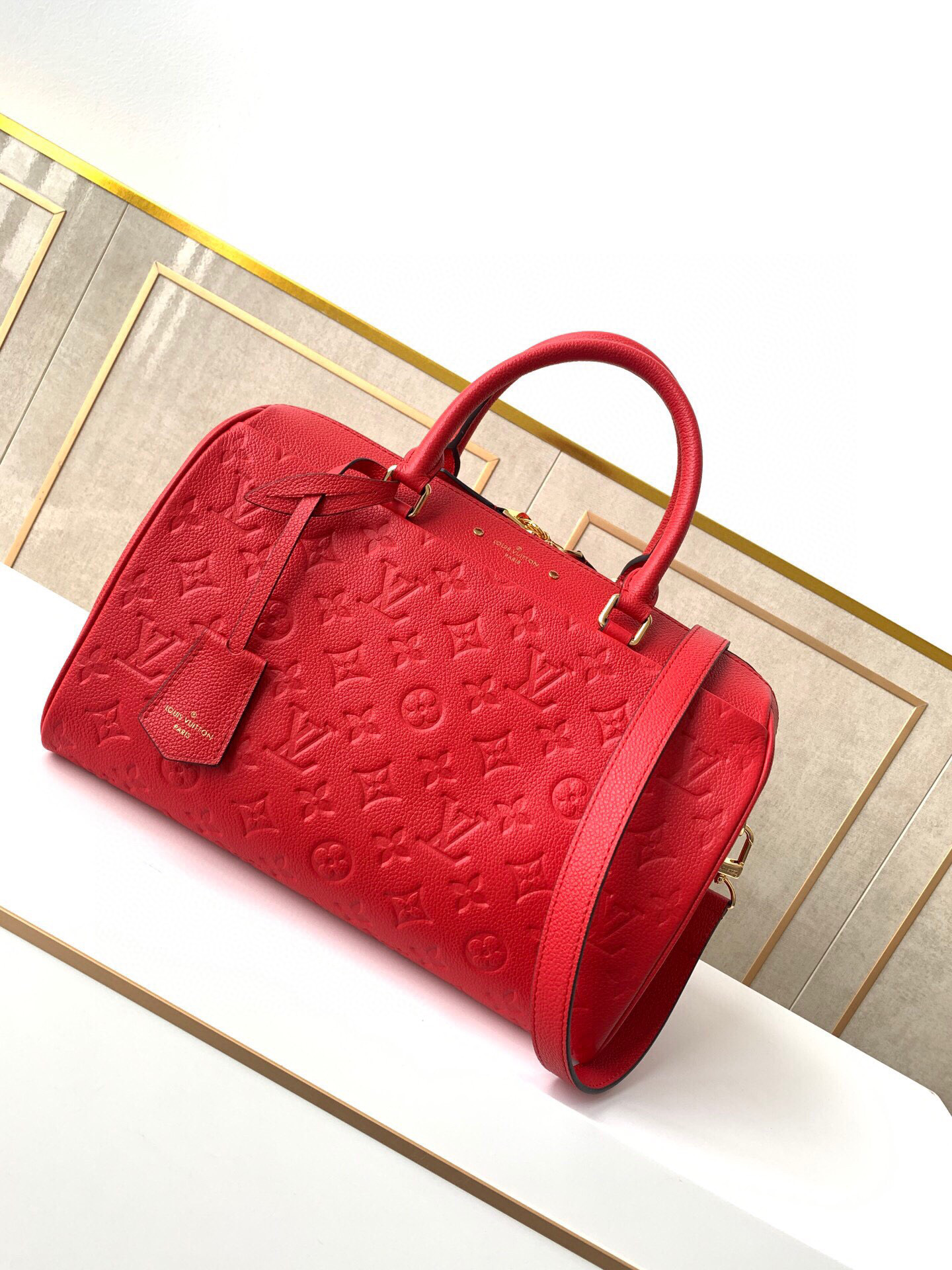 Louis Vuitton Monogram Empreinte Speedy Bandoulier Red M44736