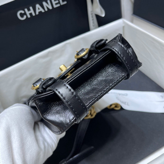 Chanel Aged Calfskin Mini Flap Bag Black AS2695