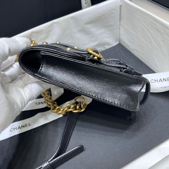 Chanel Aged Calfskin Mini Flap Bag Black AS2695