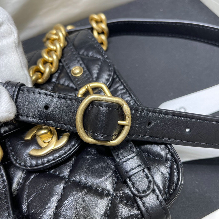 Chanel Aged Calfskin Mini Flap Bag Black AS2695