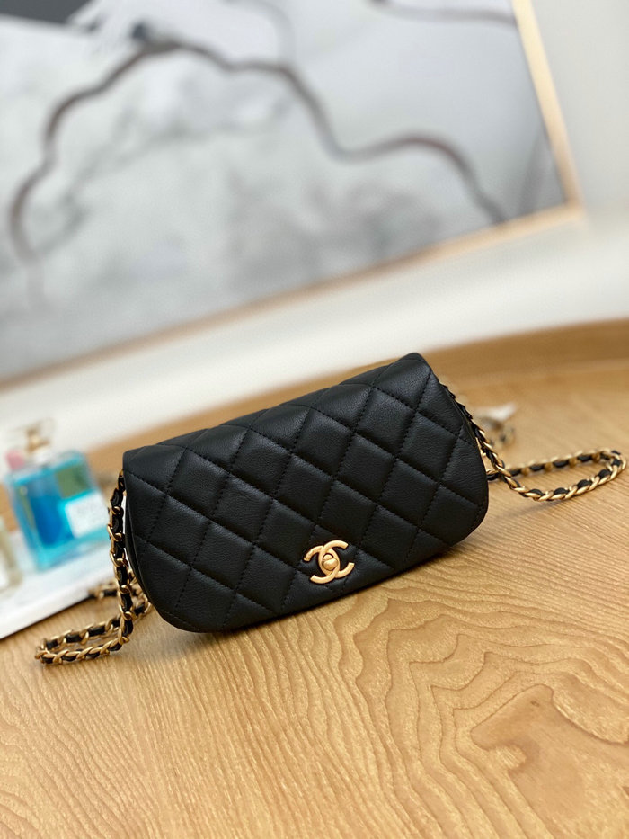 Chanel Calfskin Chain Wallet Black AP2358