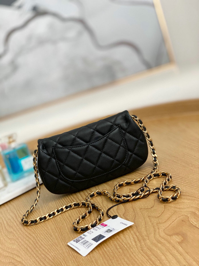 Chanel Calfskin Chain Wallet Black AP2358