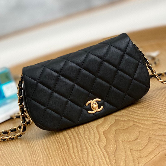 Chanel Calfskin Chain Wallet Black AP2358