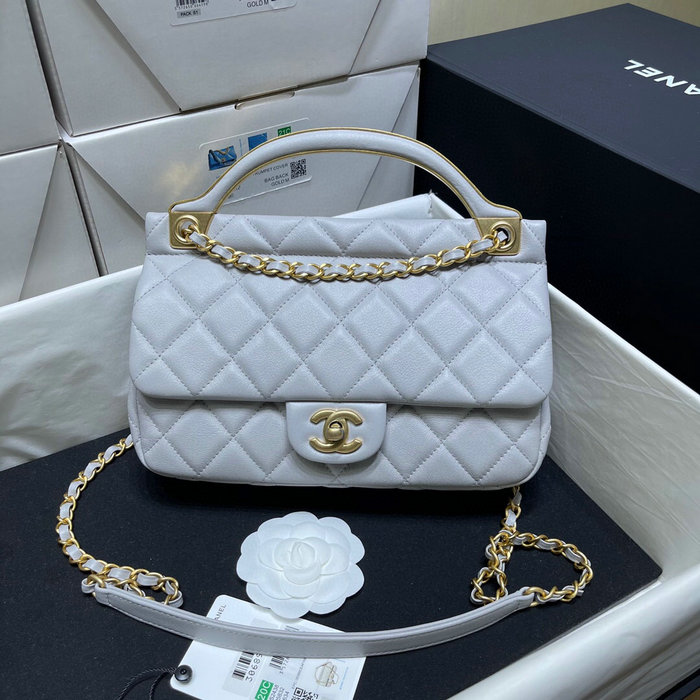 Chanel Calfskin Flap Bag Grey AP2438