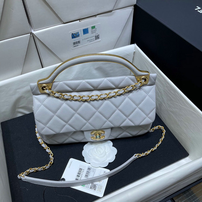 Chanel Calfskin Flap Bag Grey AP2438