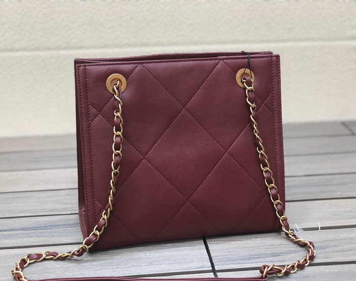 Chanel Calfskin Small Shopping Bag Burgundy AS2750