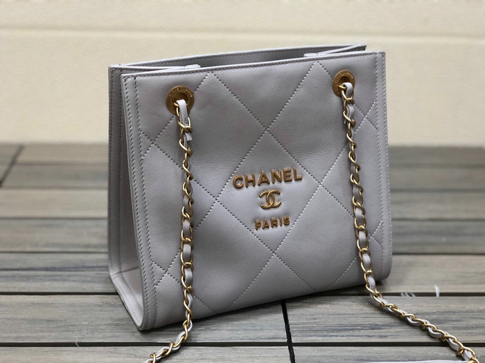 Chanel Calfskin Small Shopping Bag Grey AS2750