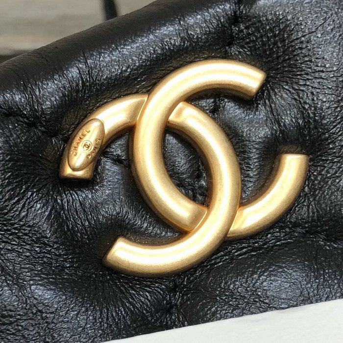 Chanel Crumpled Lambskin Shoulder Bag Black AS2480