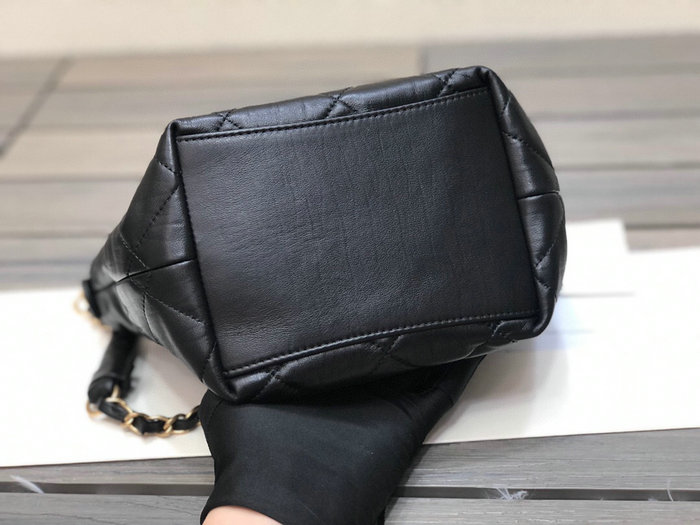 Chanel Crumpled Lambskin Shoulder Bag Black AS2480