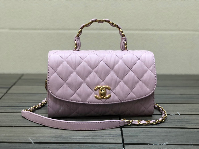 Chanel Flap Bag With Top Handle Pink AS2478