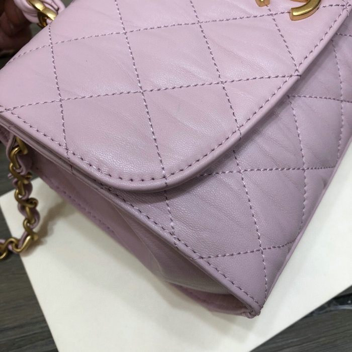 Chanel Flap Bag With Top Handle Pink AS2478