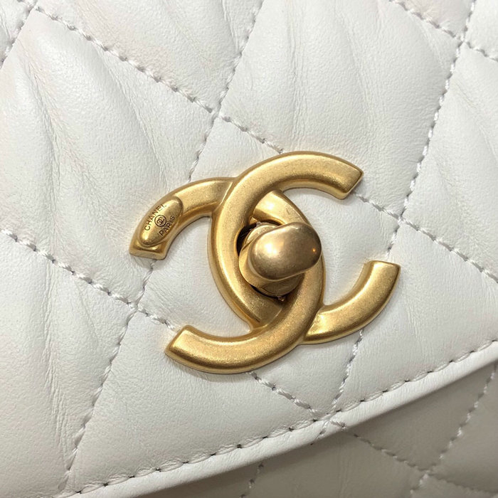 Chanel Flap Bag With Top Handle White AS2478