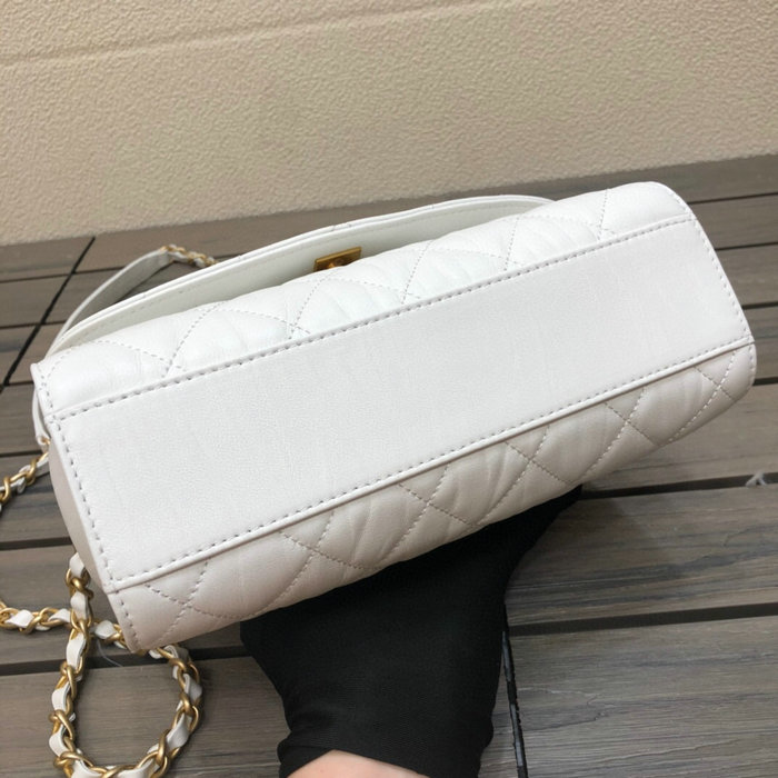 Chanel Flap Bag With Top Handle White AS2478