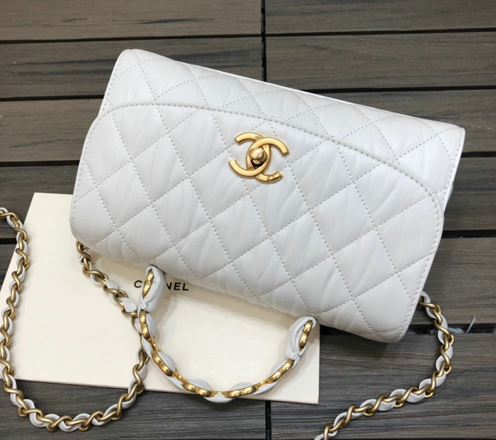 Chanel Flap Bag With Top Handle White AS2478