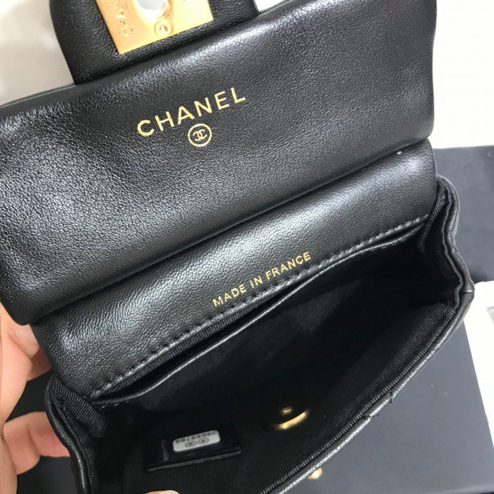 Chanel Flap Card Holder with Chain Black AP2271