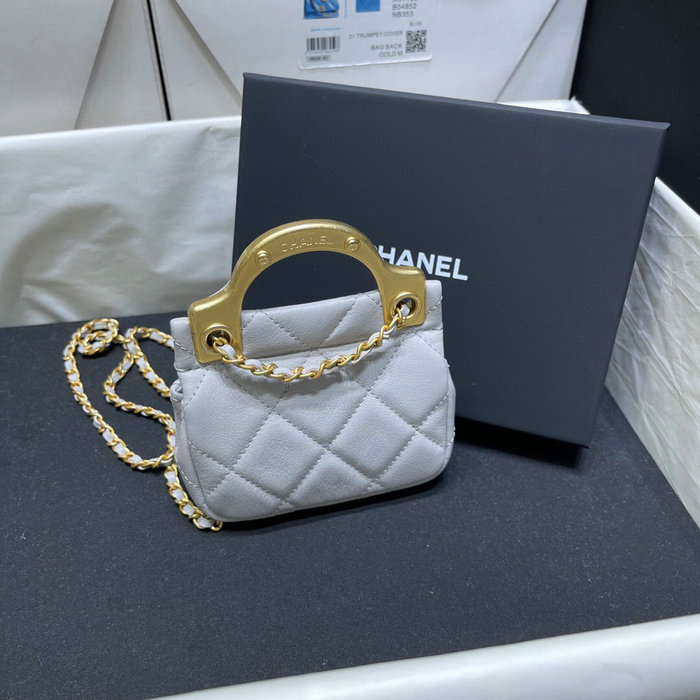 Chanel Flap Card Holder with Chain Grey AP2271